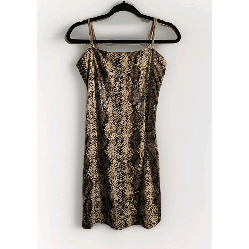 Party Dress Womens Size Medium Cocktail Dress Snakeskin Animal Print Fitted Mini